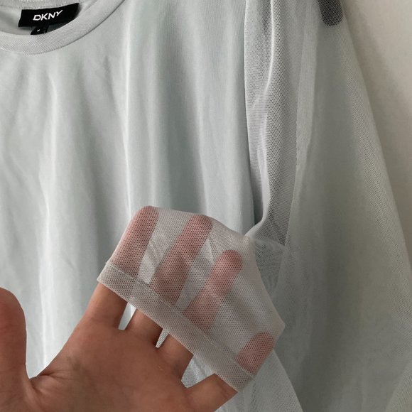 DKNY Pale Blue Mesh Long Sleeve Shirt (Medium) - Picture 4 of 8